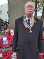 President Tony at the War Memorial. Picture courtesy of Elly Day, Whitehaven Castle.